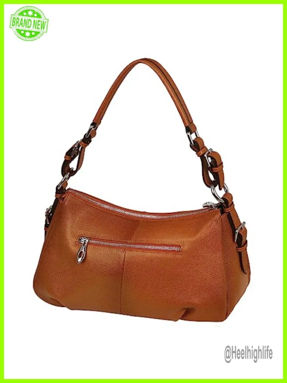 Genuine Leather Large Capacity Hobo Shoulder Tote Crossbody Bag Zippered